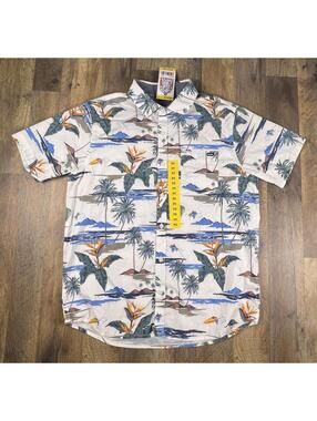 NWT Hurley Tropical Hawaiian Button-Up Patio Surf Floral Short Sleeve Medium